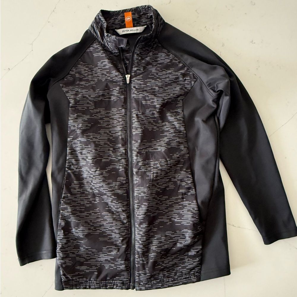 Peter Millar Youth Golf Merge Elite Full-Zip Jacket - Size Medium (9-10) - Black